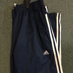 LARGE NAVY CLIMATE PROOF LINED ADIDAS PANTS